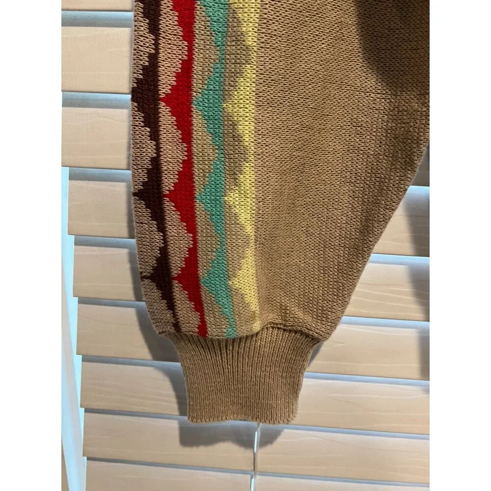 Pendleton High Grade Westernwear Mens Tan Southwestern Cotton Sweater Medium USA